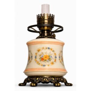Lámpara antigua europea Nemo Glass — vidrio opalino y latón (36 × 35 cm)